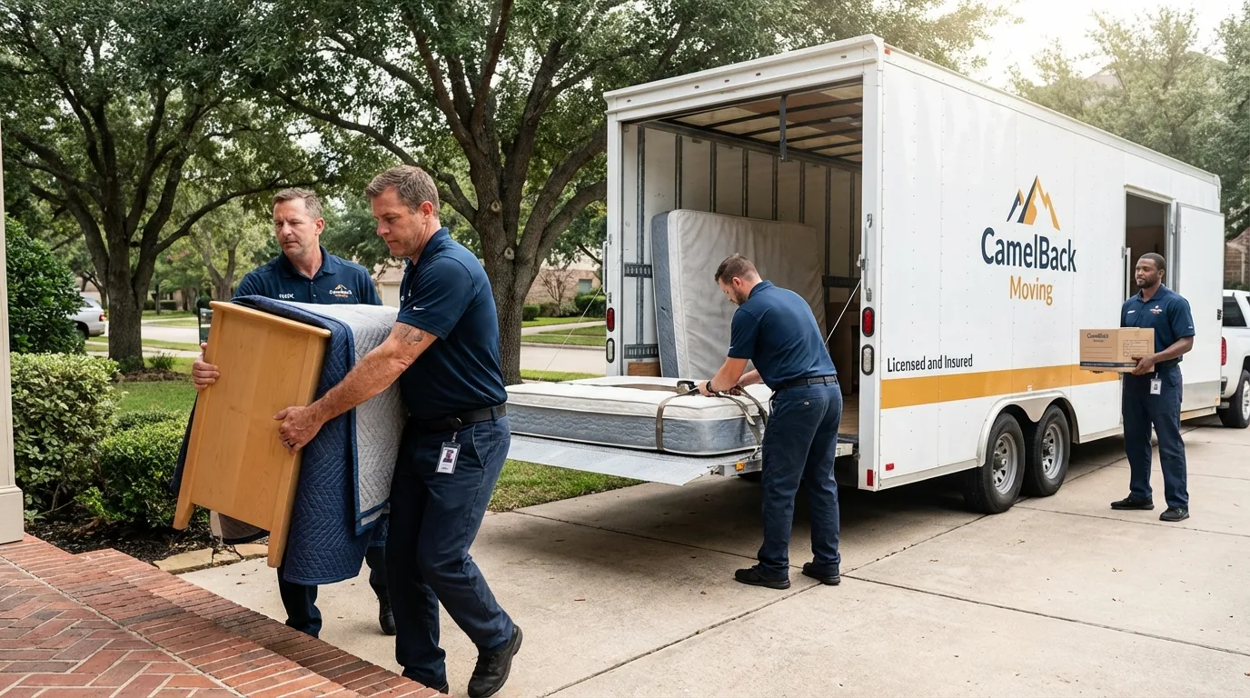 Crew loading residential truck for cross-state move from Henderson, TN