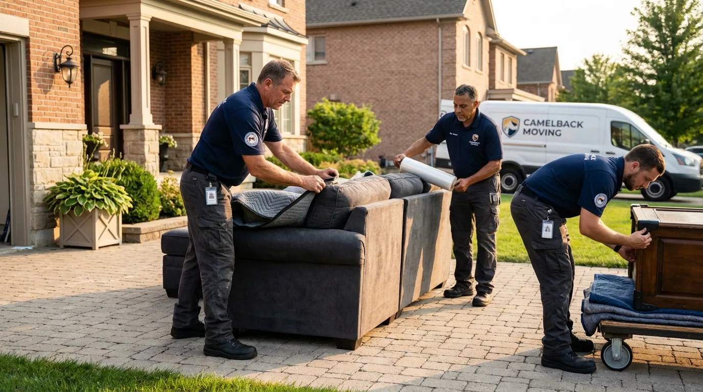 Large estate moving crew wrapping furniture in Henderson, TN