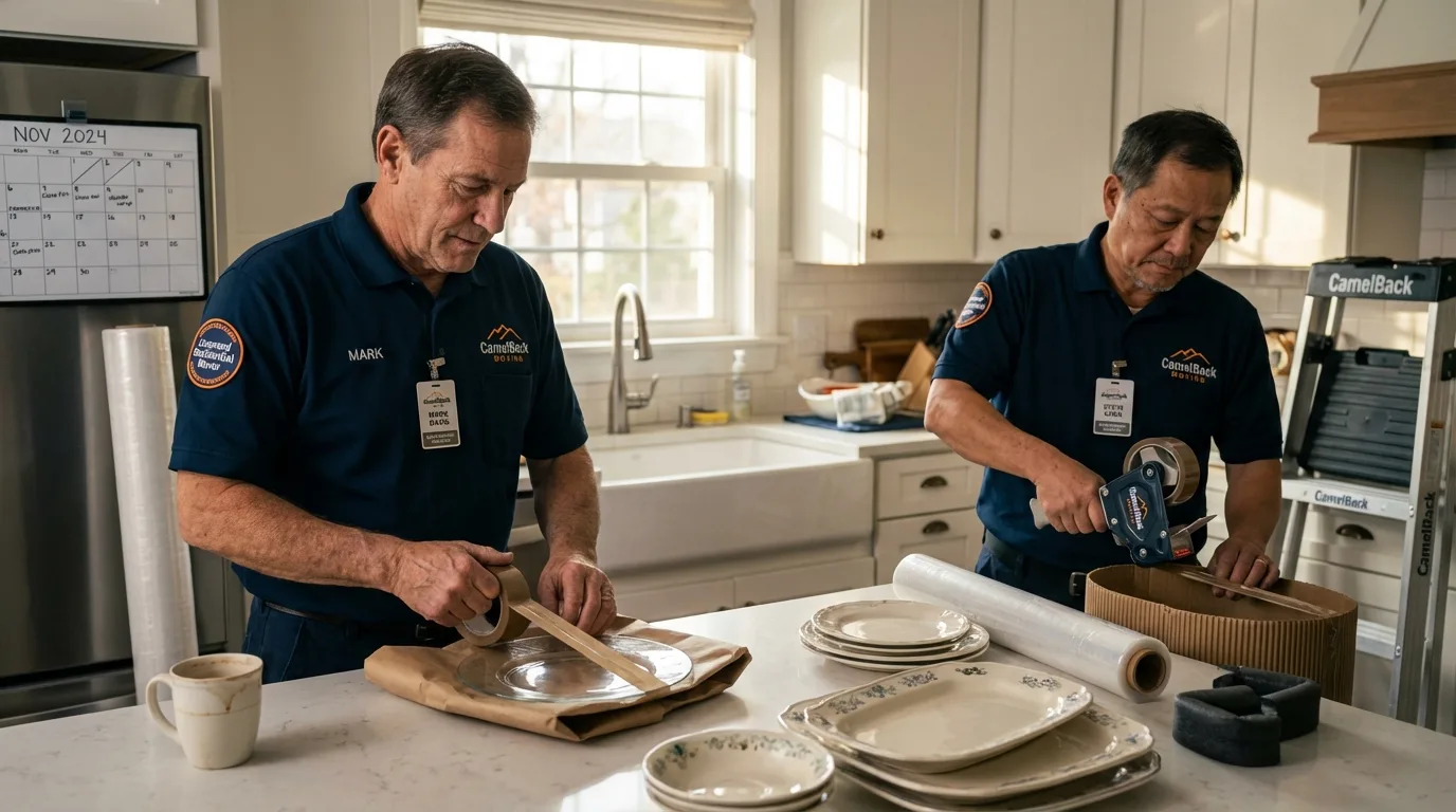 Professional crew packing kitchen dishware in Henderson, TN